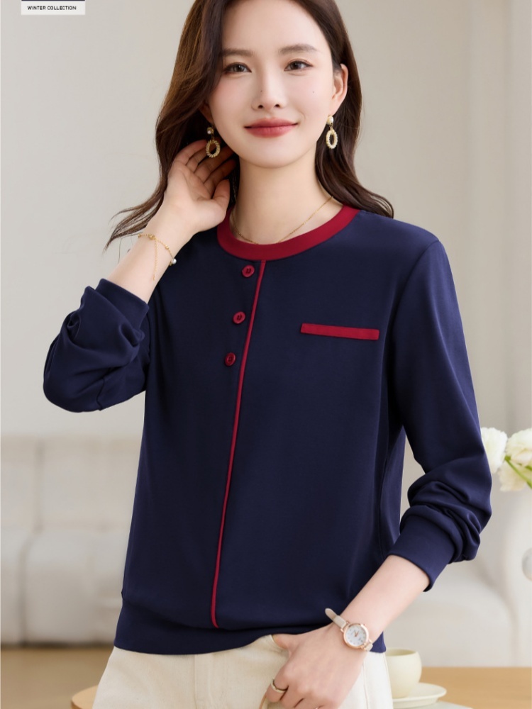 【92精梳棉】轩凌子撞色设计圆领T恤S82510040·黑色