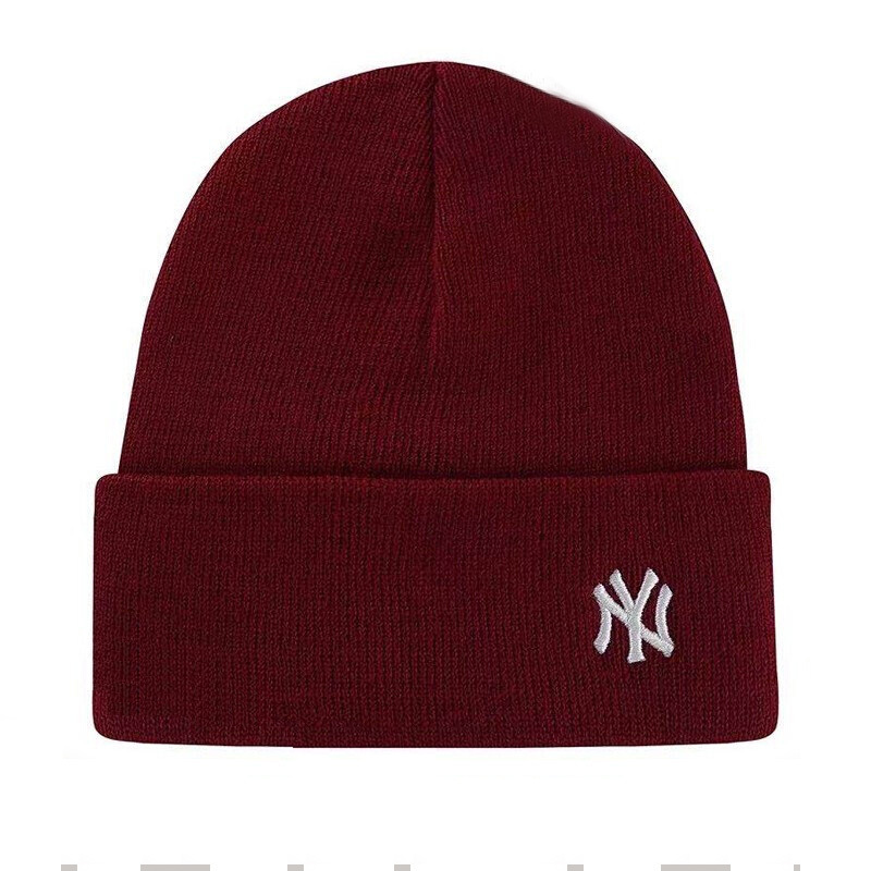 MLB美职棒棒球毛线帽NY侧小标 32CPB1841-07·酒红色白标NY