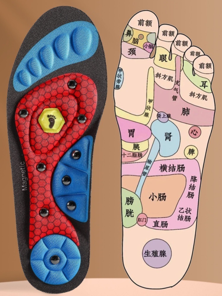 纳盾足弓支撑穴位按摩鞋垫5290·红色