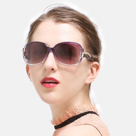 雀说墨镜太阳镜女偏光太阳眼镜复古墨镜眼镜女士太阳镜al2229紫色