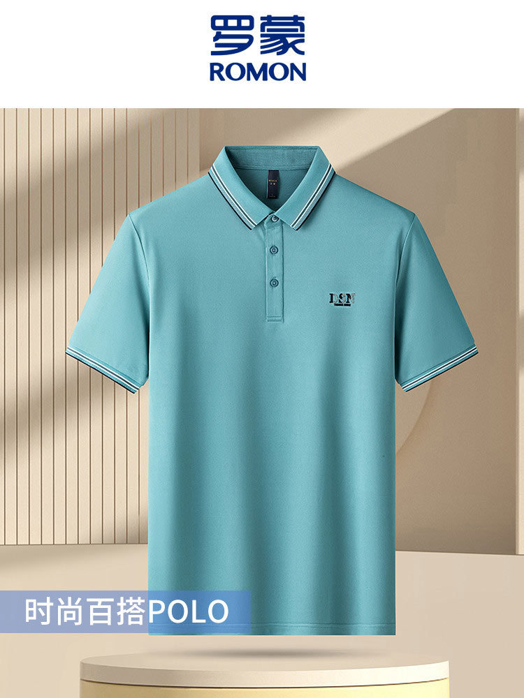 罗蒙短袖t恤男休闲短袖polo衫14LP50010·灰兰