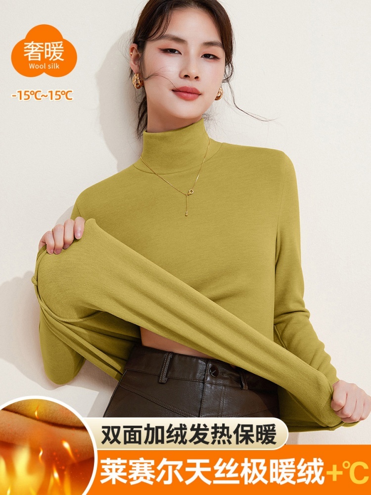 【莱赛尔天丝暖绒】修娴高领T恤W12·黑色