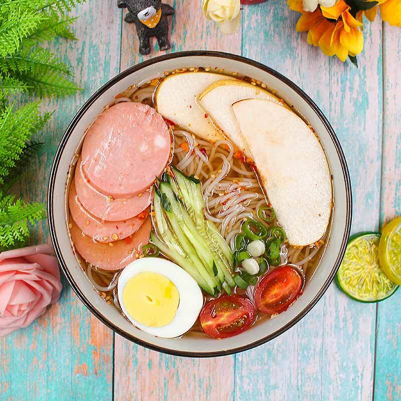 东北大妈正宗朝鲜水果味冷面380g5袋蓝莓味2香梨2蜜桃1