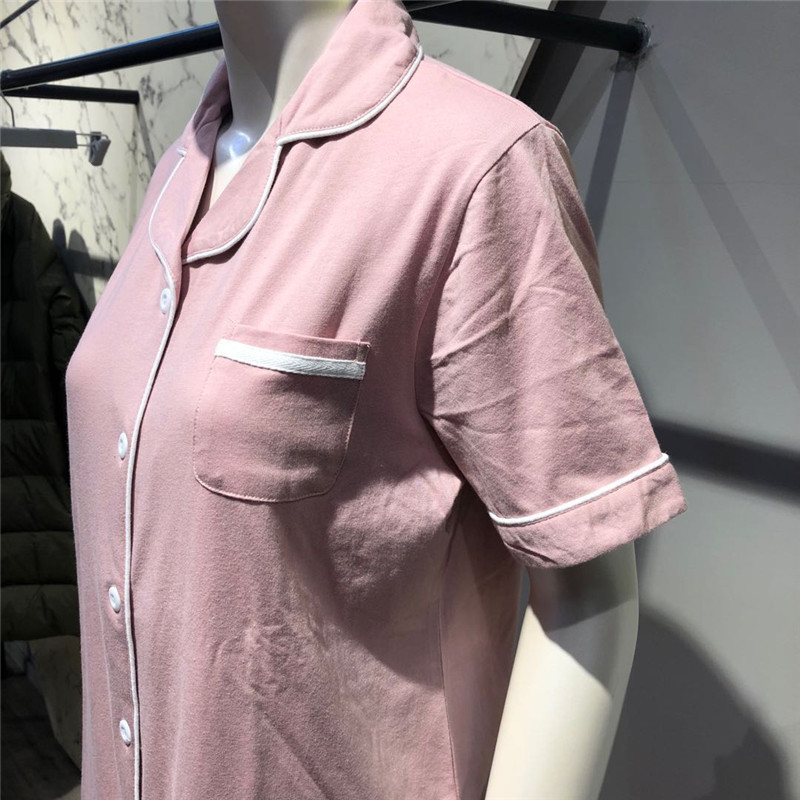 纤丝鸟温馨优雅女士开衫半袖八分裤套装·20083-灰粉色