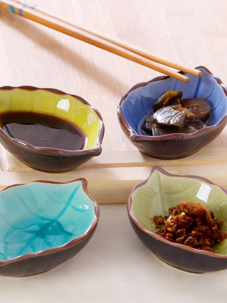 （4只装）陶瓷小碟子日式餐具醋碟酱油碟调味碟骨碟菜碟创意小吃盘子·混色四件