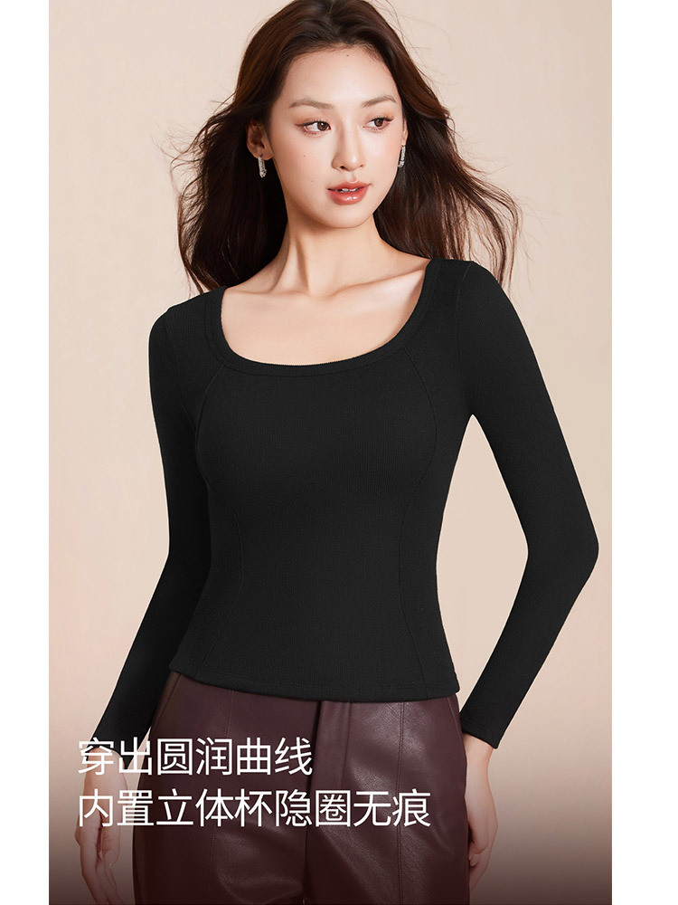 90白鹅绒蓄热保暖免穿文胸显瘦百搭上衣·咖色
