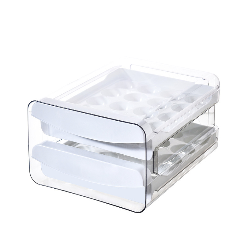 鸡蛋收纳盒冰箱用双层抽屉式防摔保鲜盒SJ-0001ZJ·白色