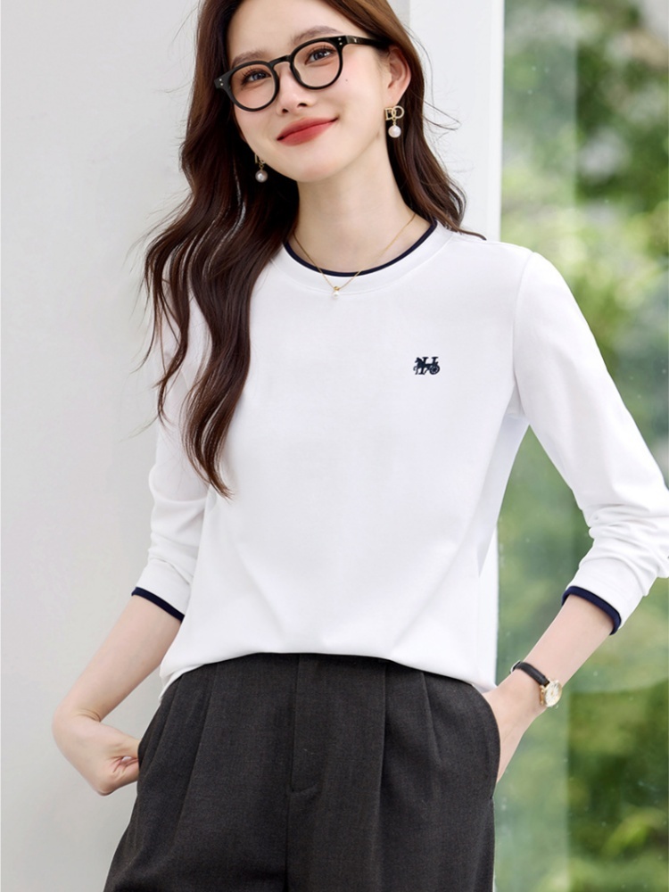 【92精梳棉】轩凌子撞色圆领刺绣T恤XS82610171·清水绿