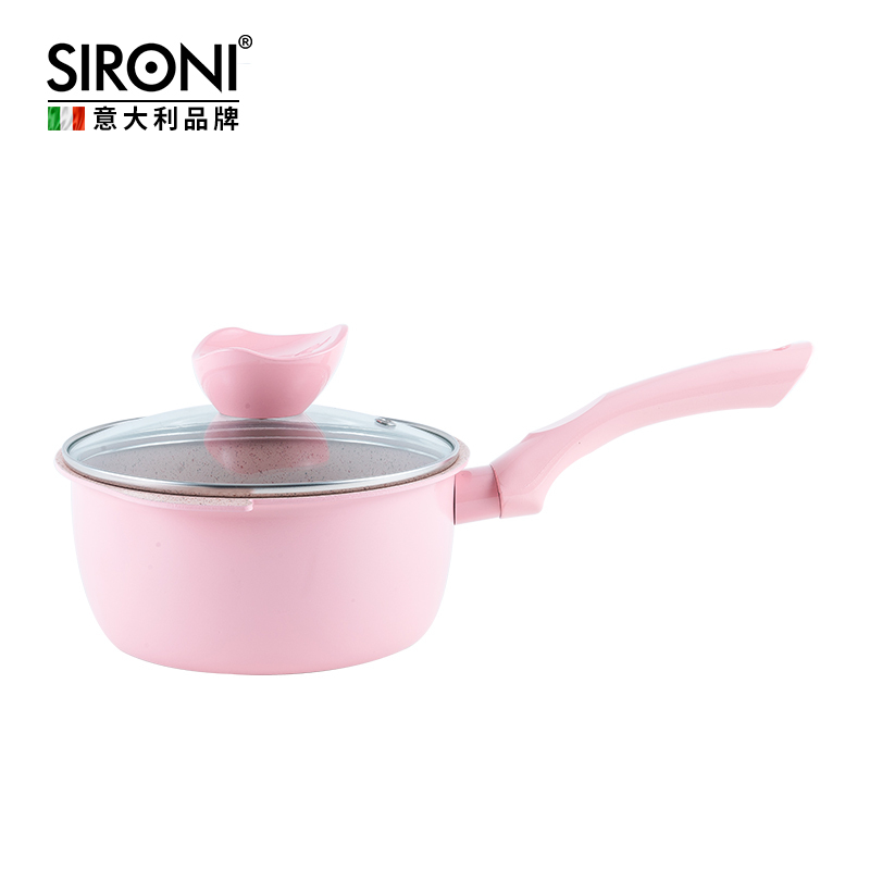 斯罗尼/SIRONI 家用小狗形状宝宝辅食奶锅不粘锅婴儿辅食神器煮奶小锅·粉色·粉色