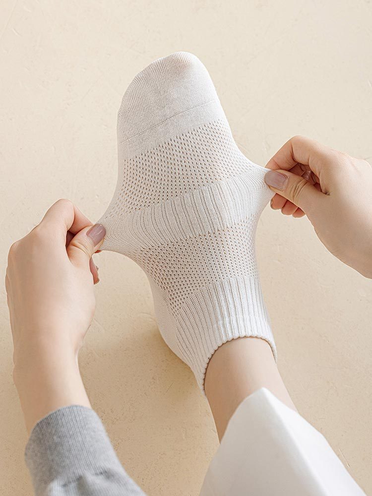 5双装春夏苎麻透气网眼防臭短袜男女袜8854#·女袜