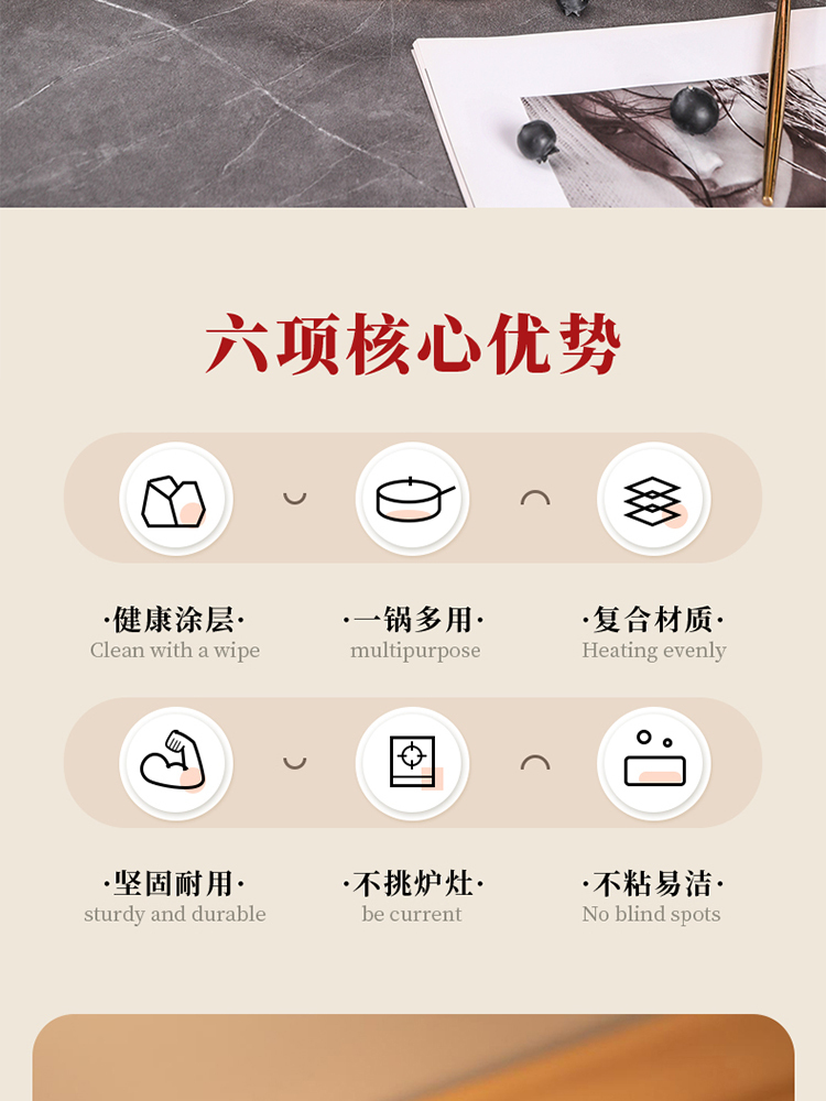 乐千厨·麦饭石煎锅26cm LQC-G002