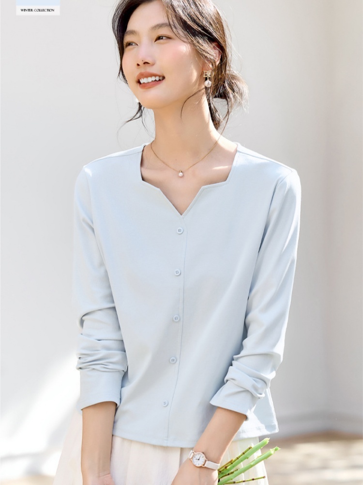 【92精梳棉】轩凌子设计感方领T恤S82610006·白色