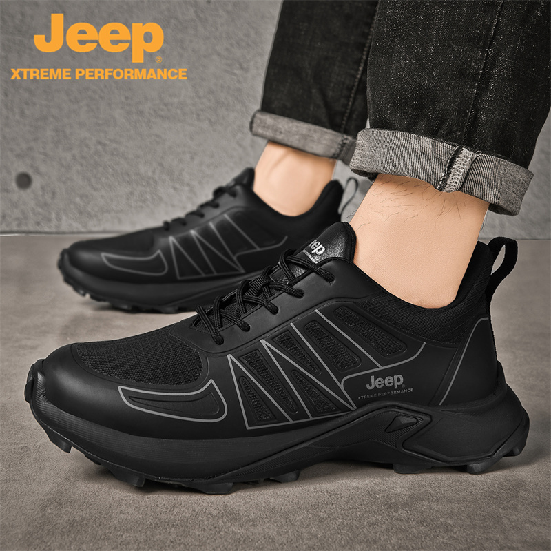 jeep新款男鞋厚底减震跑步P231291203·黑色