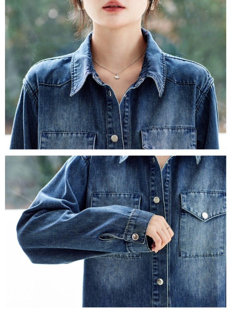 可风各渐变水洗牛仔衬衫外套512017·牛仔蓝