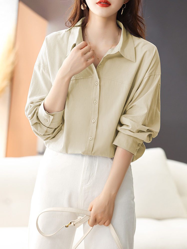欧奈丝 女士轻奢法式纯棉减龄显瘦气质衬衫3219086·白色
