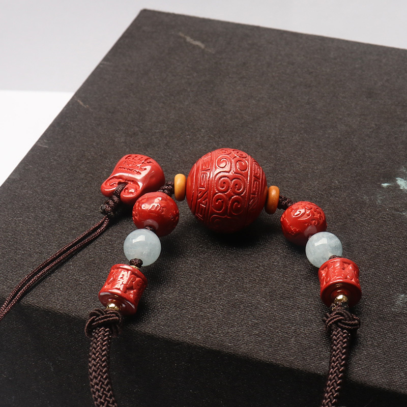 映时.精选高含量回纹珠朱砂项链