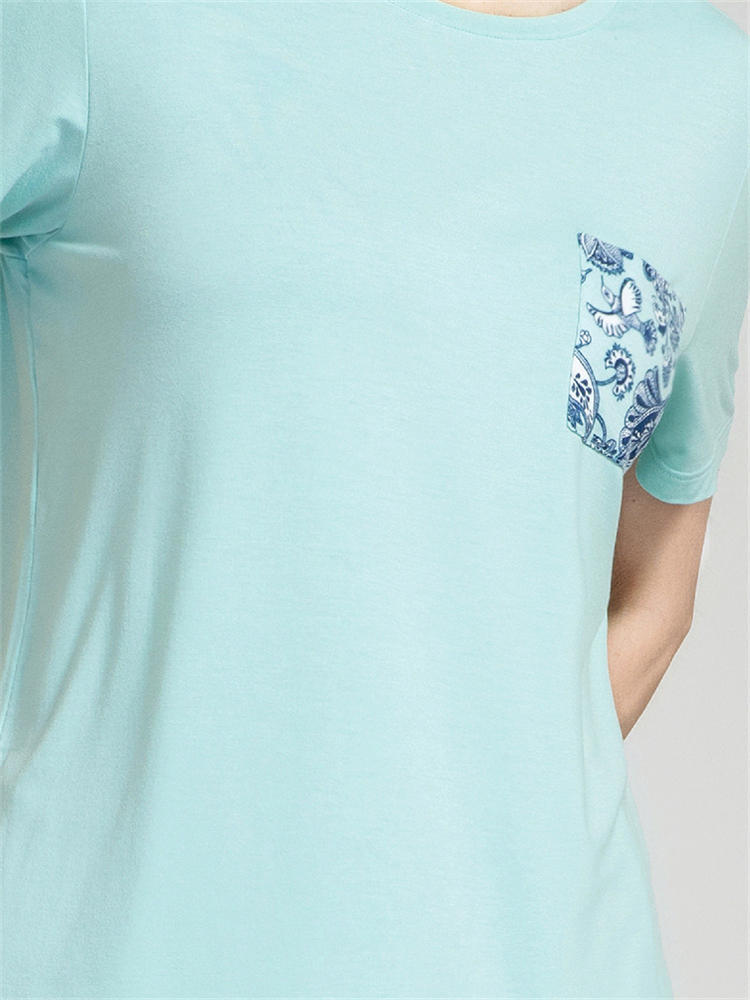 【专柜同步】纤丝鸟鸟语花香系列女士圆领半袖衫·冰蓝色
