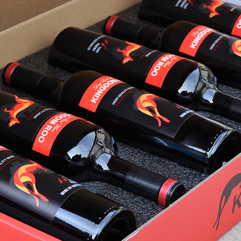 【整箱6瓶礼盒装】澳洲进口袋鼠王国赤霞珠干红葡萄酒礼盒红袋鼠 