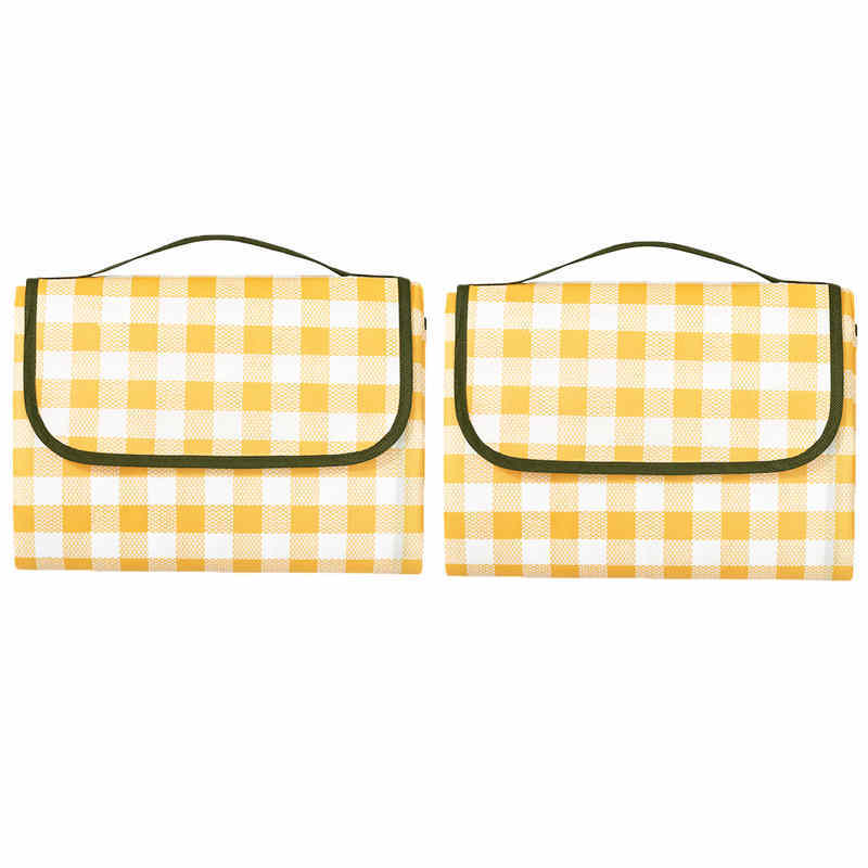 野餐垫防潮垫加厚野餐布户外用品便携防水2个·黄色