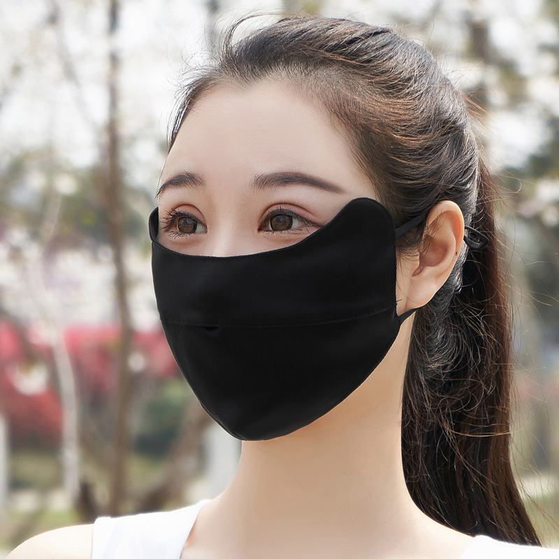 丽鸟儿新款桑蚕丝护眼角口罩防紫外线透气防晒面罩·TYGJ8007粉棕真丝护眼角