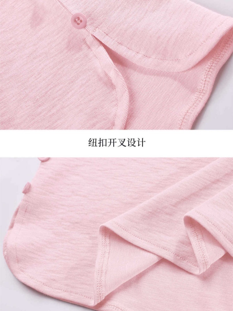 【莫代尔棉】轩凌子侧边纽扣宽松T恤XS82620109·粉色