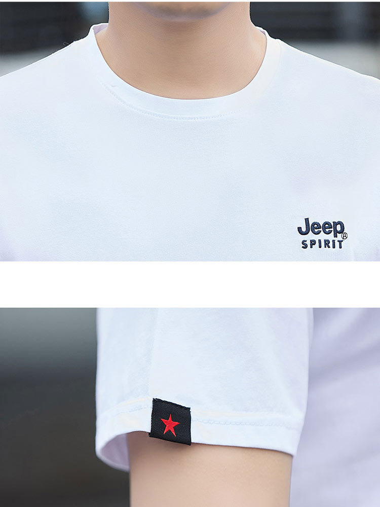JEEP男士短袖T恤纯棉运动休闲上装HL7235·墨绿