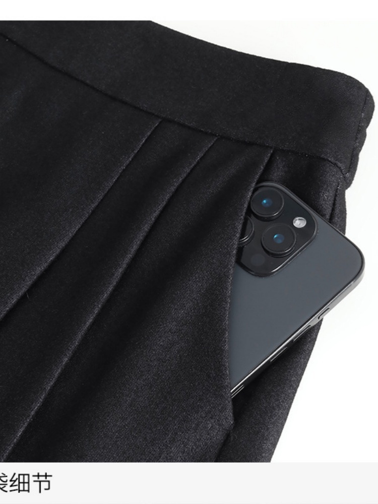 梦卓旋高雅印花毛呢半裙8090-18793·黑小花