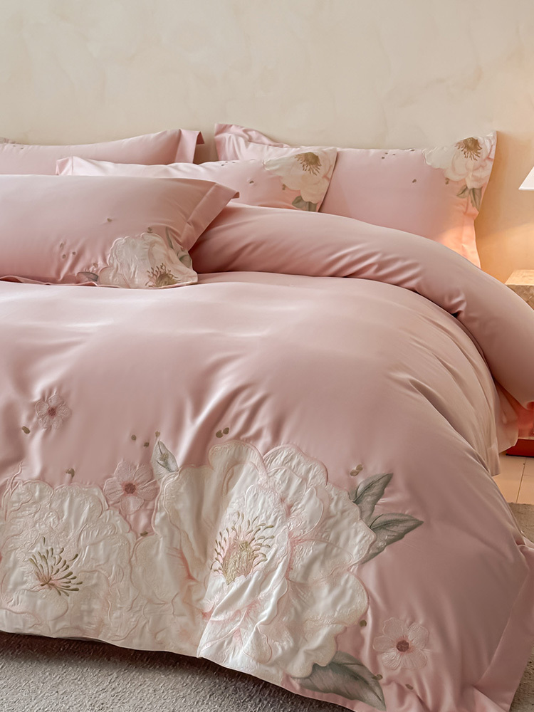 多宝雅2026新款高精密提花100支PRO长绒棉四件套-花漫系列·花漫-粉