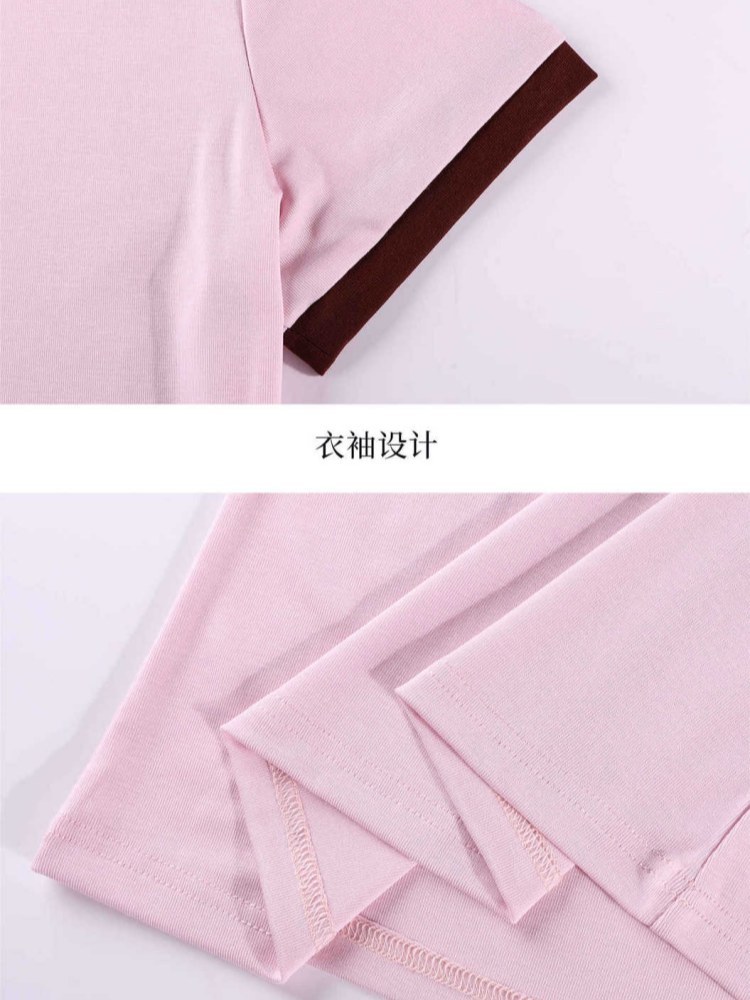 【天丝羊毛】轩凌子撞色圆领T恤XS82620271·宝蓝色