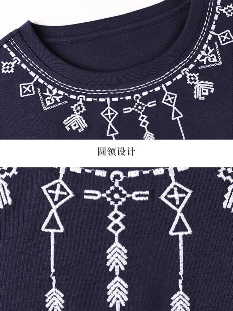 【92精梳棉】轩凌子镂空刺绣七分袖T恤XS82610107·白色