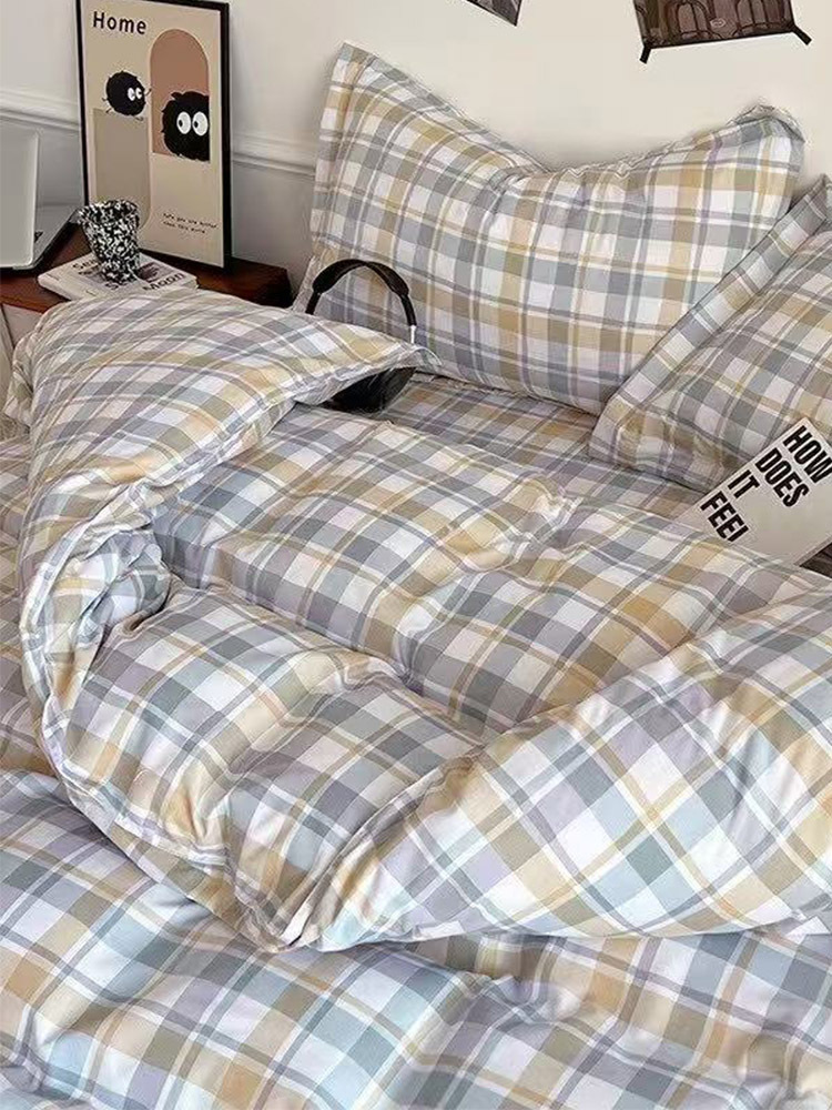 【暖冬心选】“简爱”质朴四件套（白灰）200*230cm ZY-TJ1771