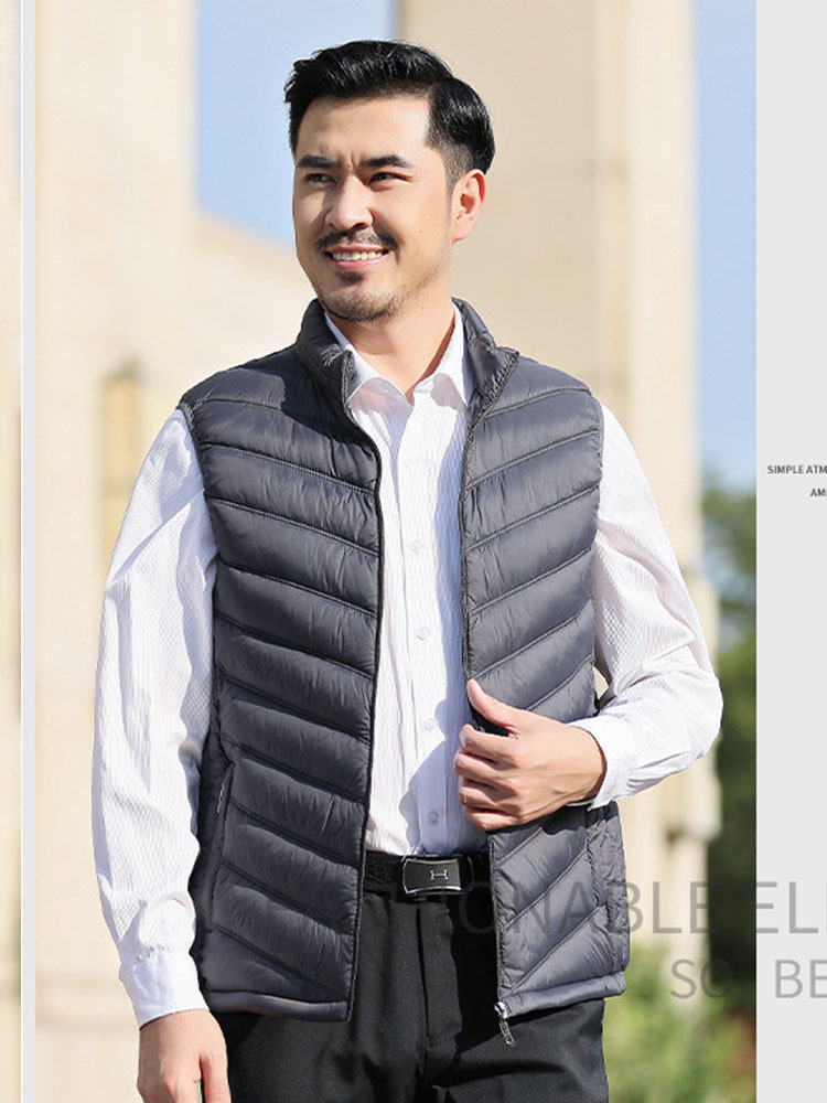 【爆款特价】羽绒棉拉链口袋男士保暖内搭外穿马甲·黑色