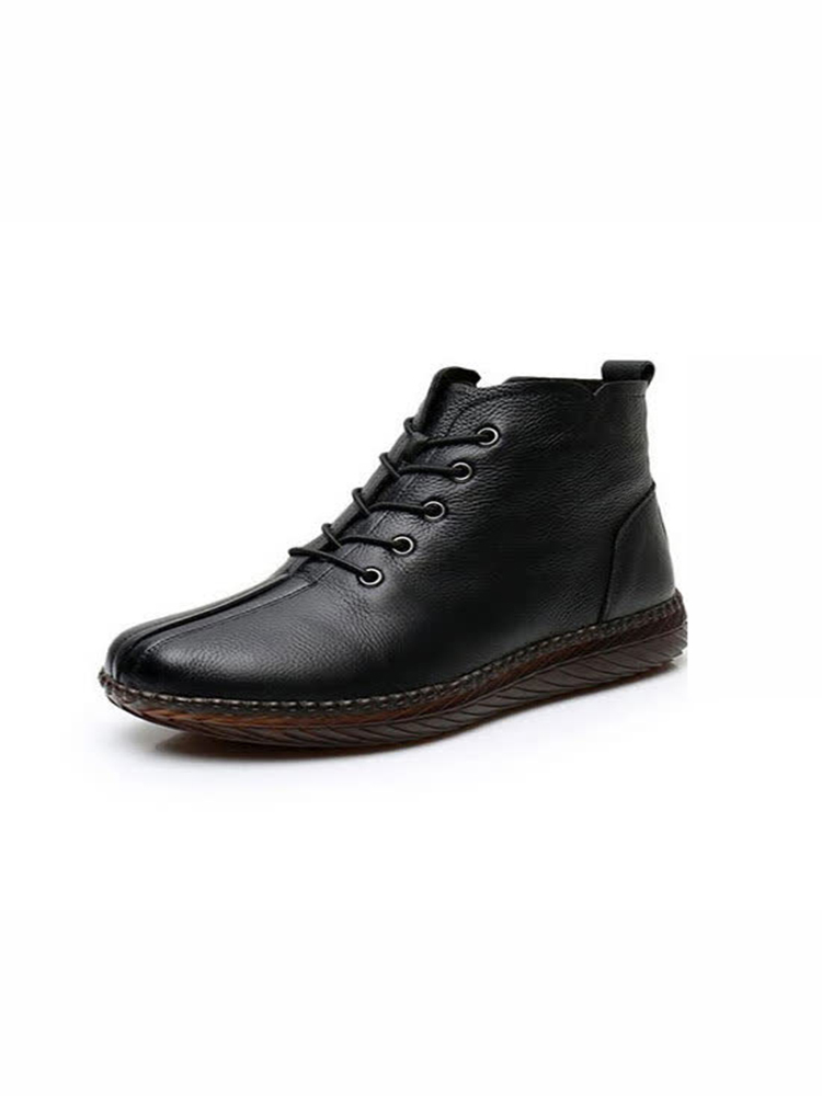 日本品牌Bakerloo舒适牛皮加绒软底马丁靴·黑色