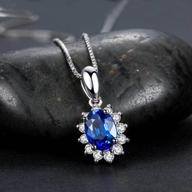 梦梵雅18k钻石1克拉戴妃款皇家蓝蓝宝石吊坠