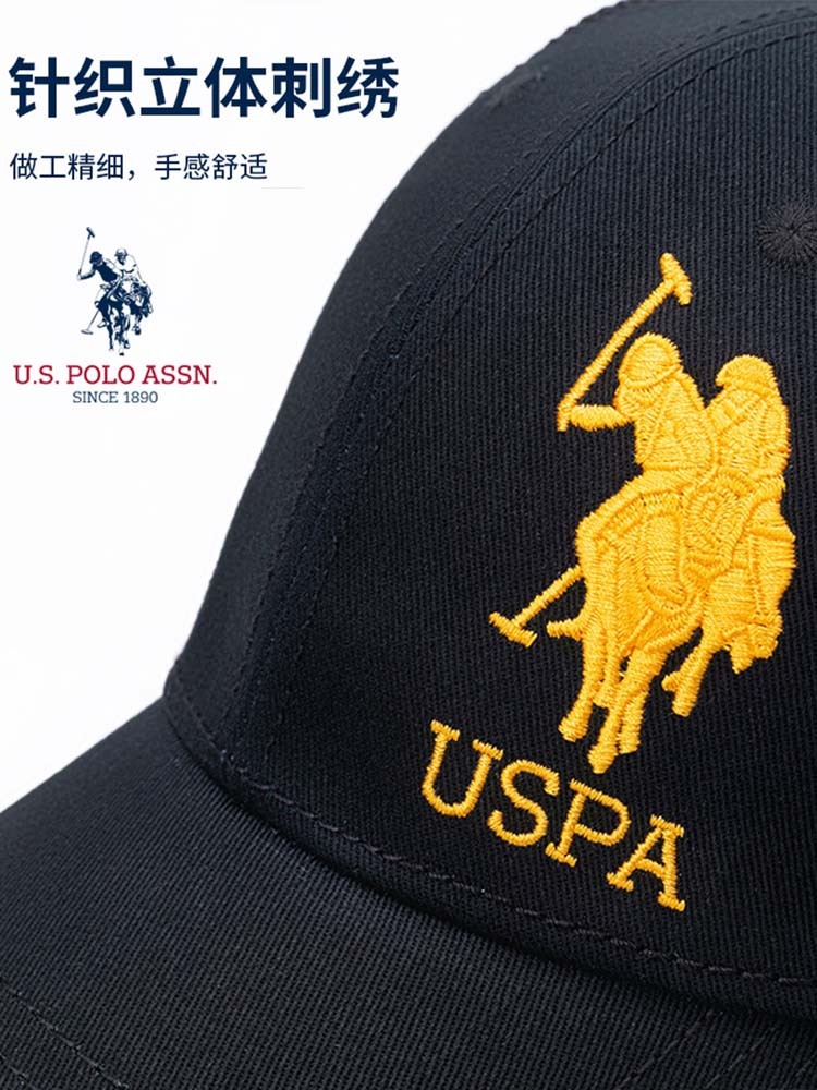 U.S.POLO ASSN.情侣硬顶半网款透气遮阳棒球帽050·藏蓝色