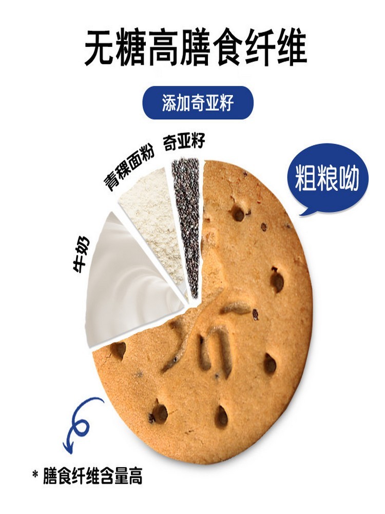 高膳食纤维无糖青稞饼干148g/盒*3盒·低温烘焙