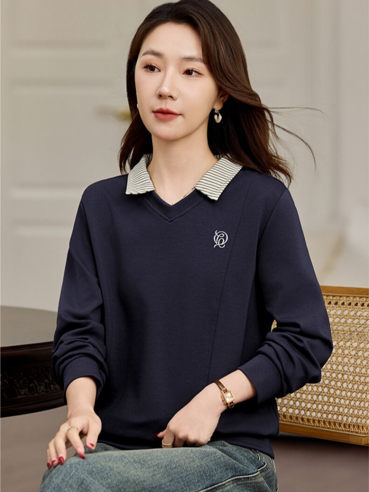 轩凌子衬衫领拼接卫衣S82510009·宝蓝