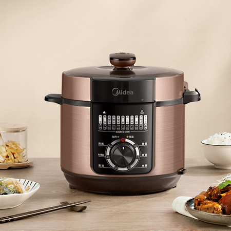 美的midea电压力锅yl50m132家用大旋钮双胆高压锅5l