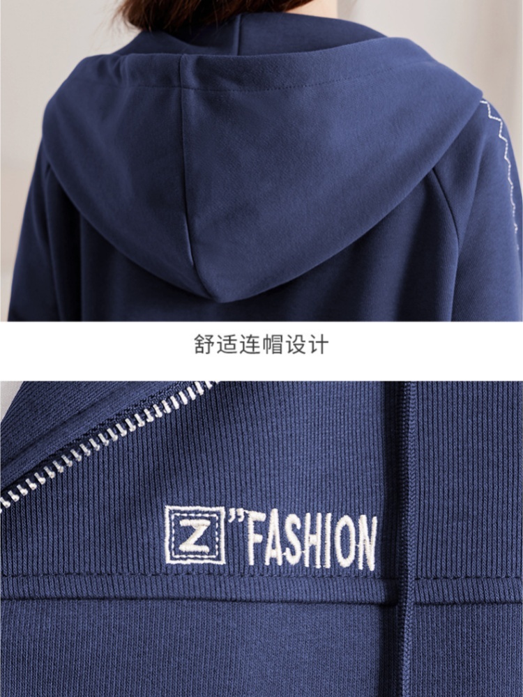 轩凌子绣花袖连帽外套S82430004·宝蓝色