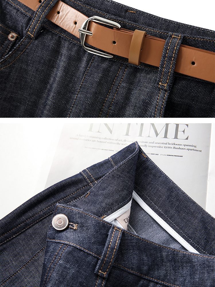 【大牌代工厂出品】和顺圣天丝亚麻垂感牛仔阔腿裤26003·蓝色