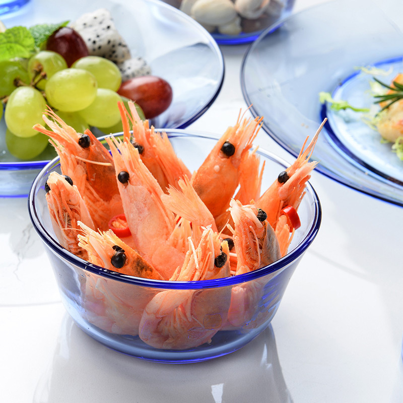 多莱斯（DURALEX）法国进口玻璃餐具四人15件套-配沙拉碗水杯夏季高人气组合-多款多色·浅蓝色