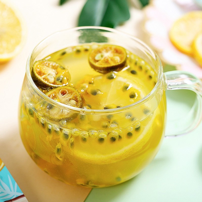 金桔百香果茶90g2盒加送精美梅森杯一个