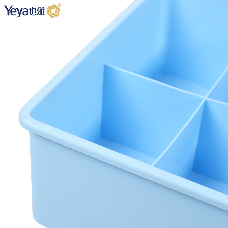 Yeya也雅 带盖内衣收纳盒塑料内裤袜子抽屉分格整理储物盒·蓝色