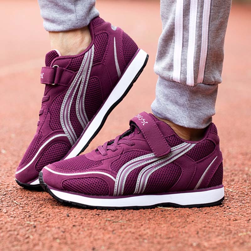 荣仕粘扣防滑情侣健步鞋·紫红