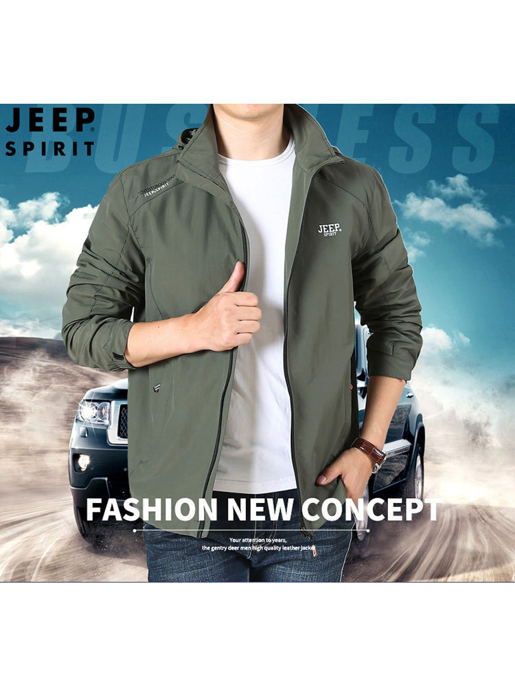 JEEP男士外套秋季新款休闲夹克冲锋衣HL66016·蓝色