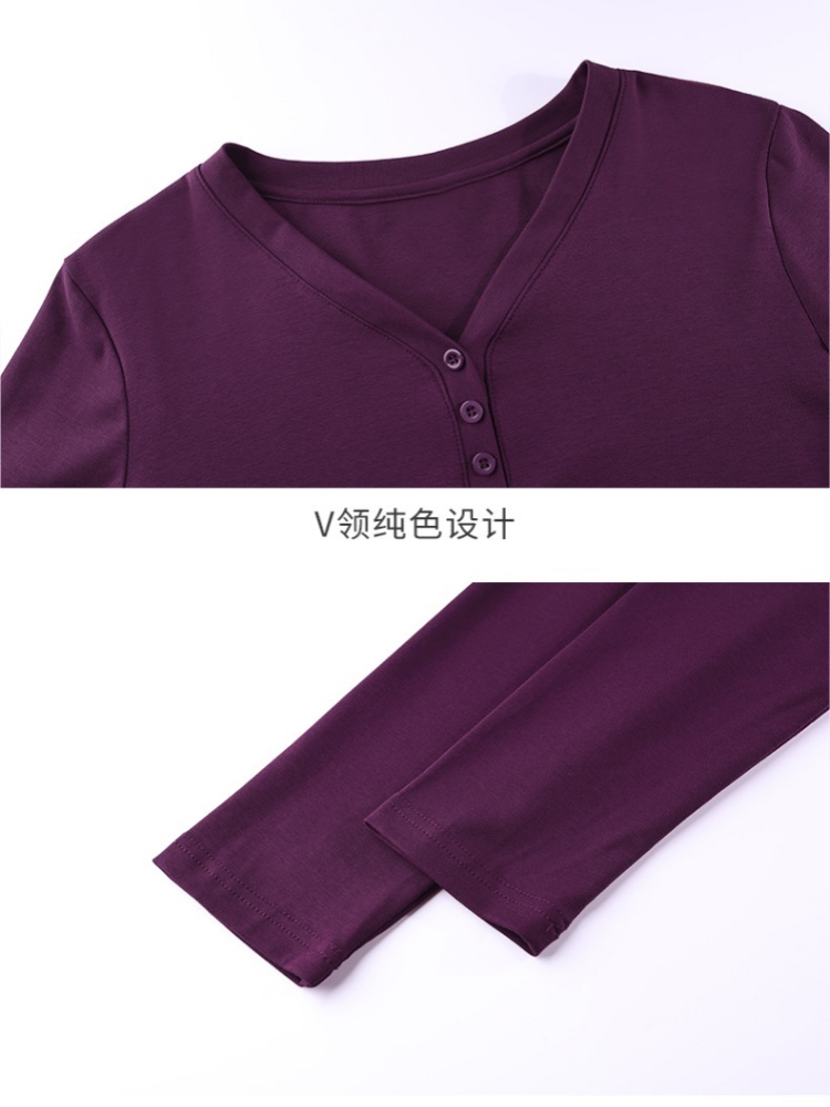 【92精梳棉】轩凌子简约V领T恤XS82530174·安可拉红