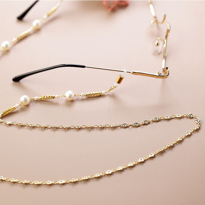 慕古 银镀金镶天然珍珠设计款时髦眼镜链