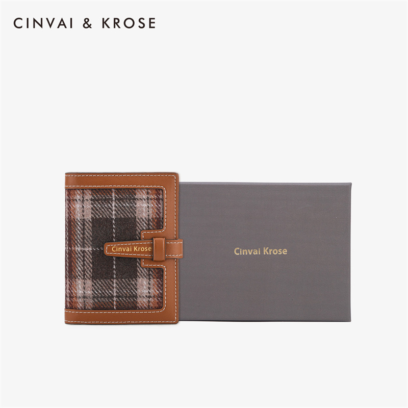 CinvaiKrose 钱包女短款复古千鸟格格子零钱包K6109·苏格兰棕