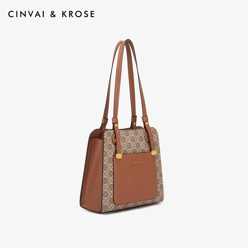 CinvaiKrose 包包女高级感托特包单肩包腋下包女包大容量手提包B6387·罗马棕