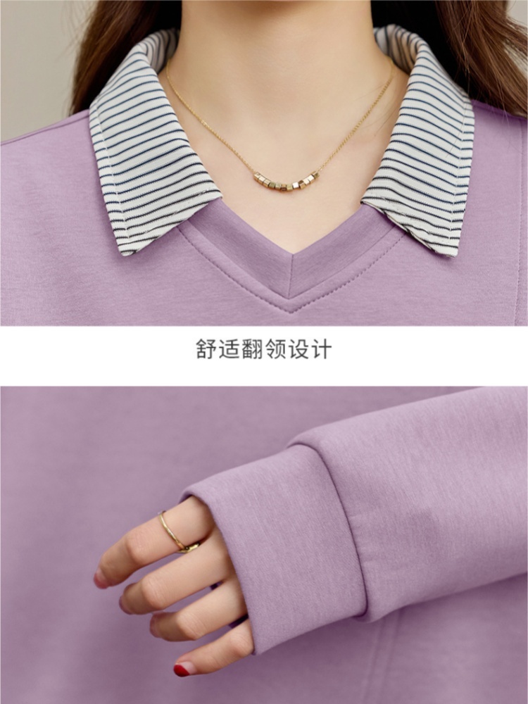 轩凌子衬衫领拼接卫衣S82510009·宝蓝